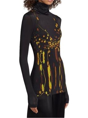 PRABAL GURUNG Women’s Abstract Floral Turtleneck Top size M